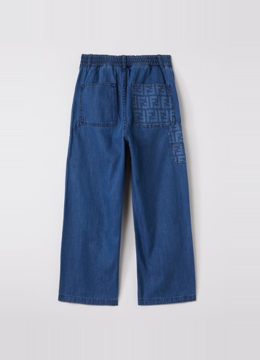 Fendi Straight leg jeans met logoprint - voorkant 2 indigo