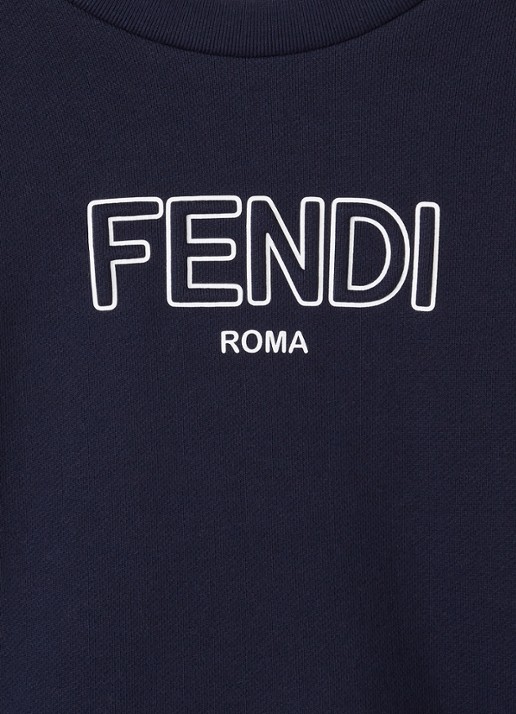 Fendi Sweater met logoprint - detail 3 donkerblauw