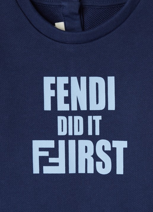 Fendi Sweater met logoprint - detail 3 donkerblauw