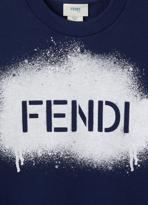 Fendi Trui met logo - detail 3 donkerblauw