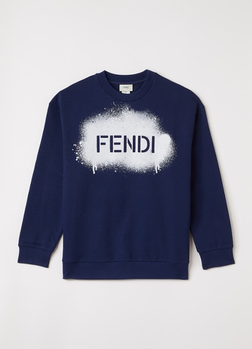 Fendi Trui met logo - voorkant donkerblauw