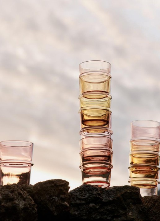 ferm LIVING Boya l drinkglas set van 2  - detail 3 zalmroze