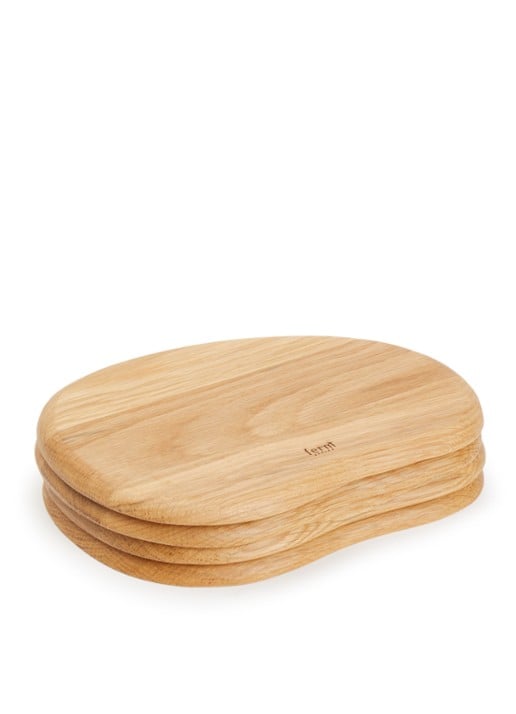 ferm LIVING Cairn Butter Board serveerplank van hout 20 cm set van 4