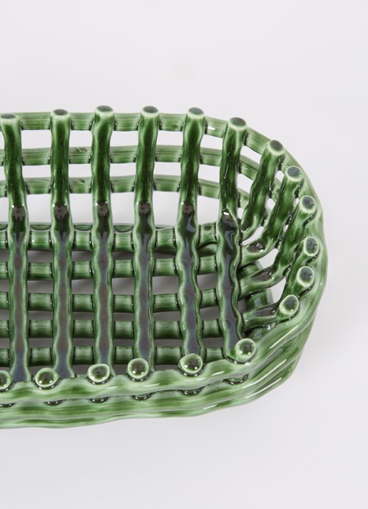 ferm LIVING Ceramic Basket fruitschaal  30 cm - detail groen