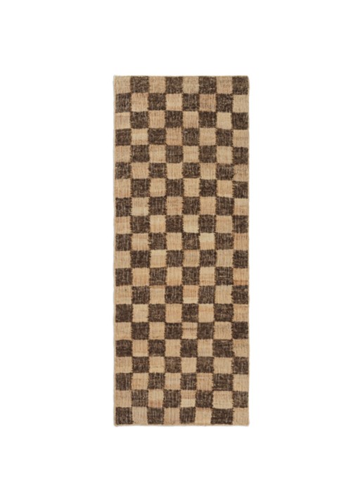 ferm LIVING Check tafelloper 180 x 70 cm - voorkant donkerbruin