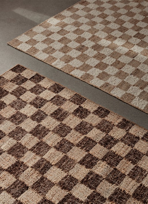 ferm LIVING Check tafelloper 180 x 70 cm - voorkant 2 donkerbruin