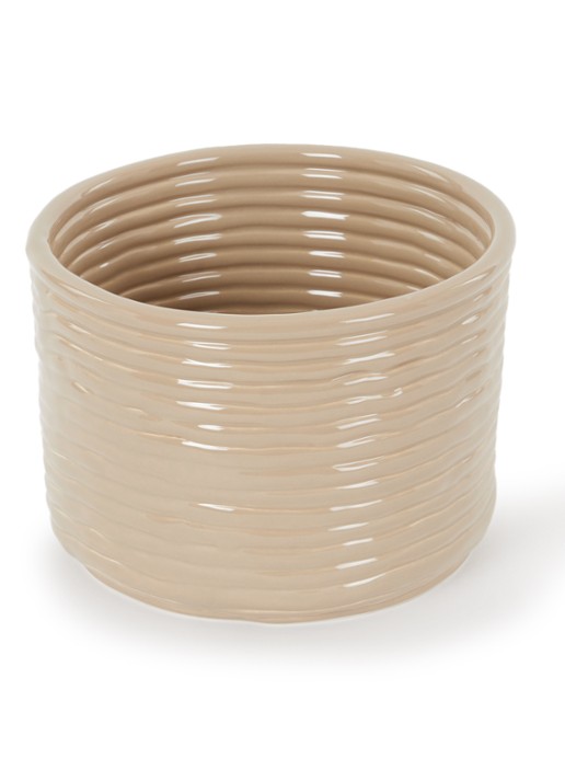 ferm LIVING Corduroy bloempot van keramiek voor binnen Ø20 cm - voorkant beige