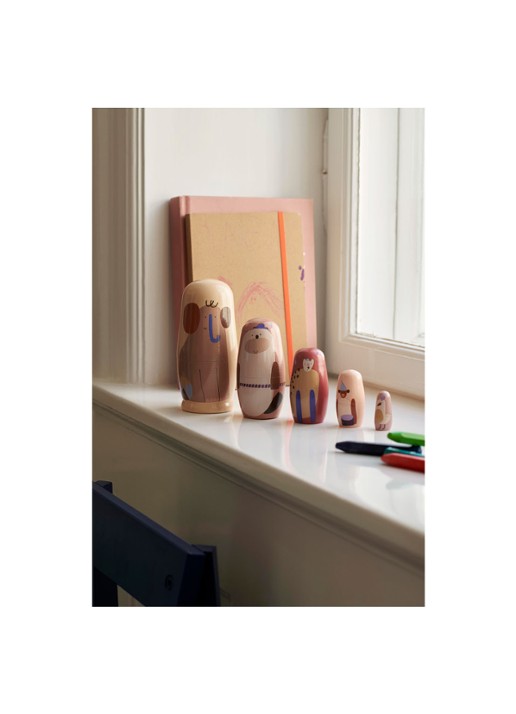 ferm LIVING Critter Matroesjka poppen set van 5 - voorkant 2 multicolor