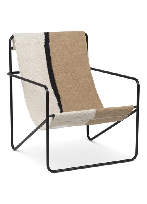 ferm LIVING Desert fauteuil zwart onderstel - voorkant 2 zand