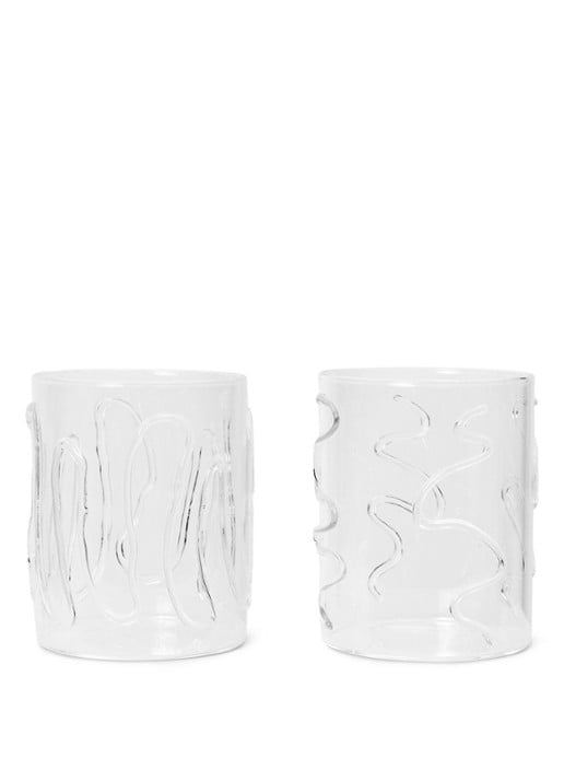 ferm LIVING Doodle Tall waterglas set van 2