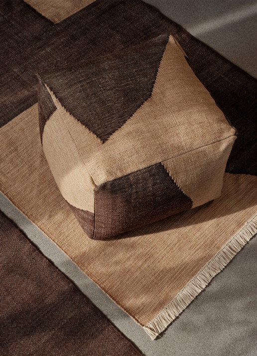 ferm LIVING Forene poef 60 x 60 cm - voorkant 2 bruin