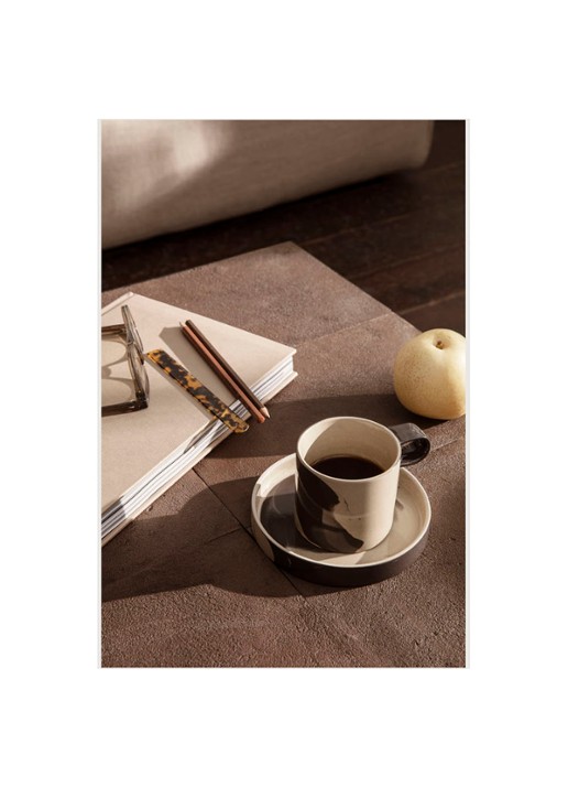 ferm LIVING Inlay kop en schotel 20 cl  - voorkant 3 zand