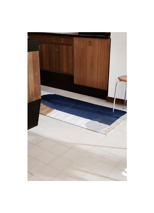 ferm LIVING Kelim Merge Runner vloerkleed 180 x 70 cm - voorkant 2 donkerblauw