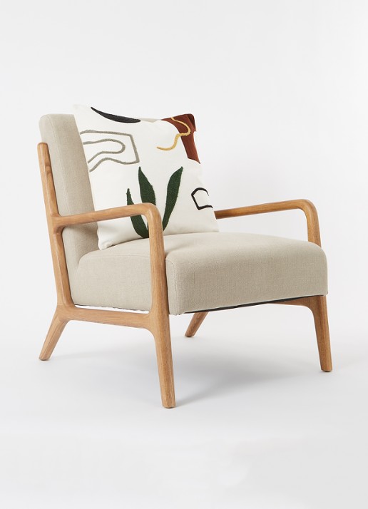 ferm LIVING Mirage Cacti sierkussen 50 x 50 cm  - voorkant 2 gebroken wit