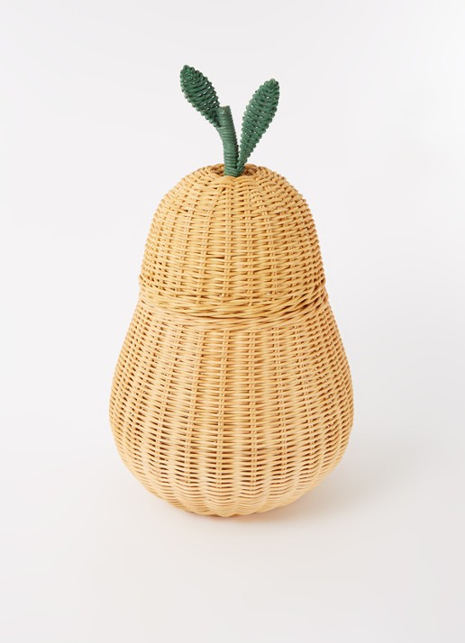 ferm LIVING Pear Large opbergmand 59 cm - voorkant 2 lichtoranje