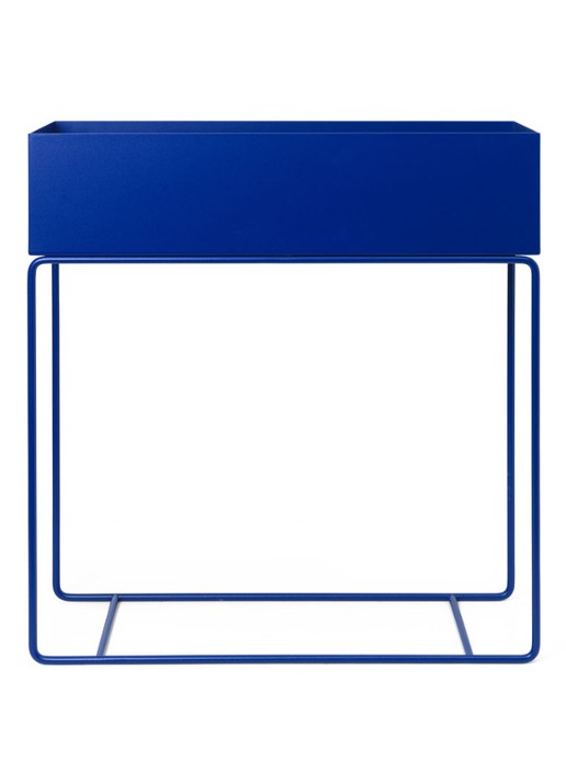 ferm LIVING Plant Box plantenbak van metaal voor binnen 25 x 60 cm - voorkant 3 donkerblauw