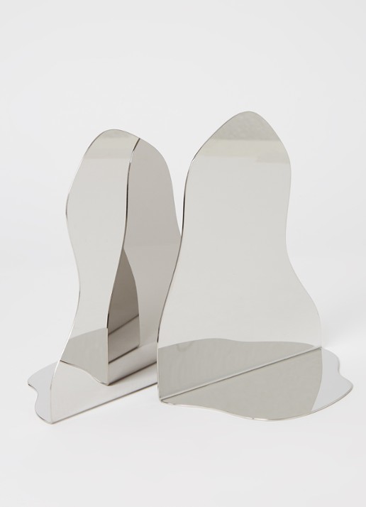 ferm LIVING Pond boekenhouder 19,8 cm set van 2 - voorkant 2 zilver