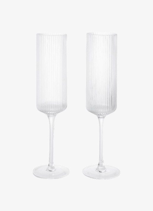 ferm LIVING Ripple champagneglas 15 cl set van 2