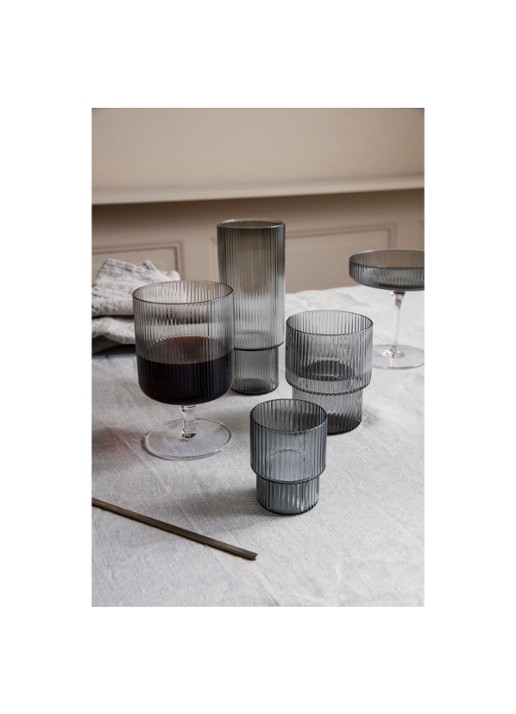 ferm LIVING Ripple drinkglazen set van 4 - voorkant 2 lichtgrijs