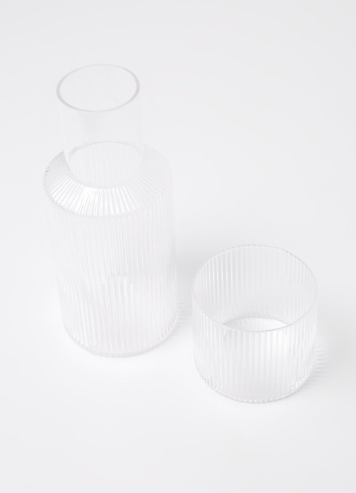 ferm LIVING Ripple karaf set  - voorkant 2 transparant