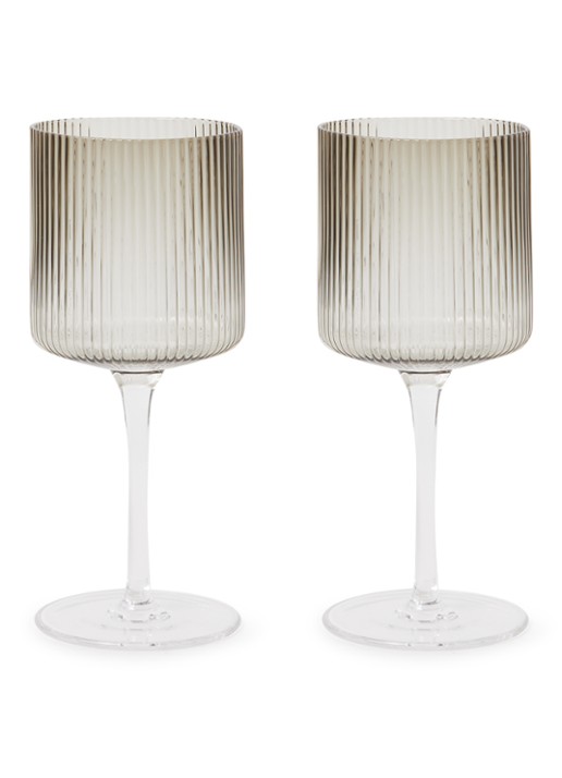 ferm LIVING Ripple witte wijnglas 26 cl set van 2