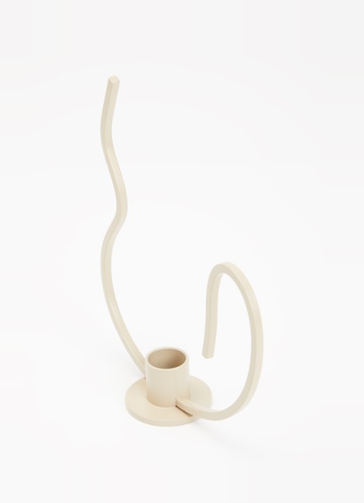 ferm LIVING Valse Low kandelaar 18,4 cm - voorkant 2 beige