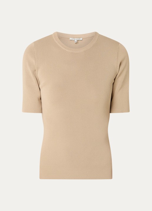 Fifth House Alya fijngebreide top - voorkant beige