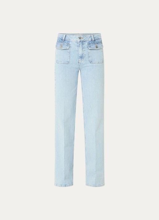 Fifth House Bella high waist straight leg jeans met lichte wassing - voorkant 3 indigo
