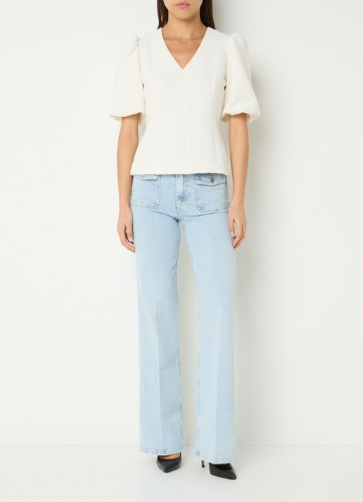 Fifth House Bella high waist straight leg jeans met lichte wassing - voorkant 4 indigo