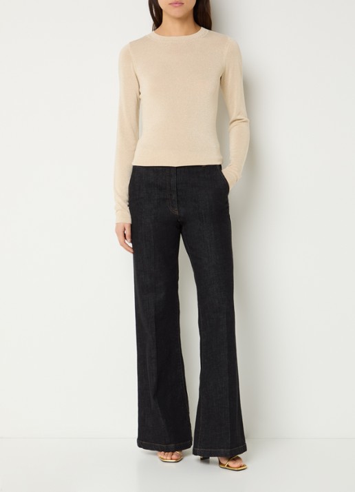 Fifth House Fijngebreide top met lurex - voorkant 3 creme