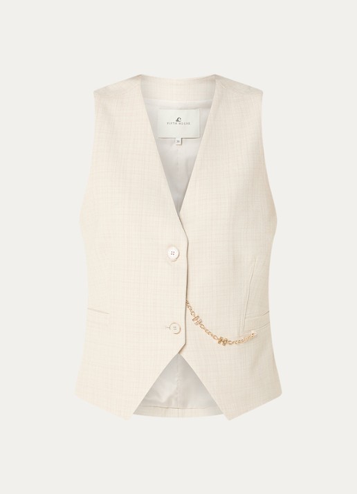 Fifth House Gabriel gilet met gemêleerd dessin - voorkant gebroken wit