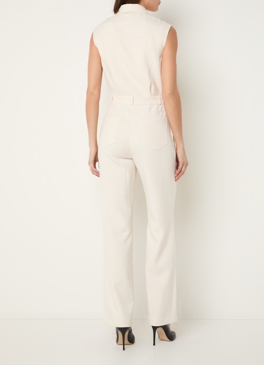 Fifth House Gwenn straight fit jumpsuit met steekzakken - achterkant creme