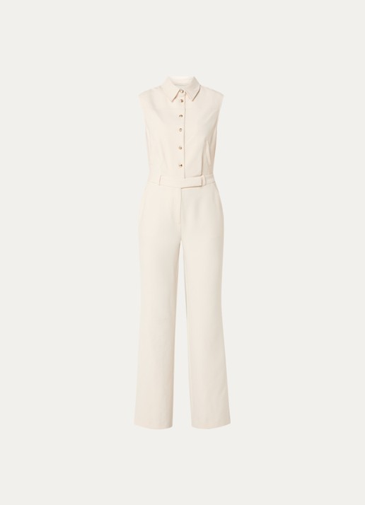 Fifth House Gwenn straight fit jumpsuit met steekzakken - voorkant 2 creme