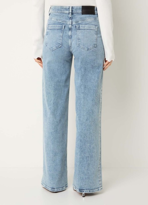 Fifth House Kamilla high waist wide fit jeans met strass - achterkant indigo