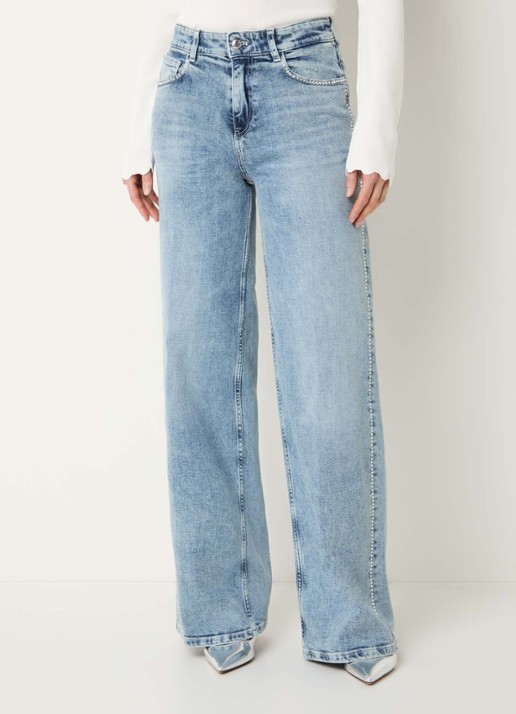 Fifth House Kamilla high waist wide fit jeans met strass