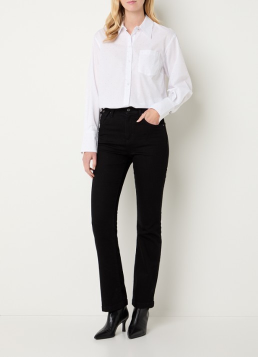 Fifth House Kyona blouse met borstzak en strass - voorkant 4 wit