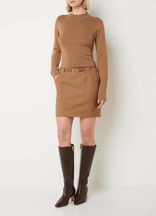 Fifth House Ladaa mini rok met steekzakken - voorkant 2 camel