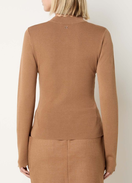 Fifth House Larter top met geschulpt detail - achterkant camel