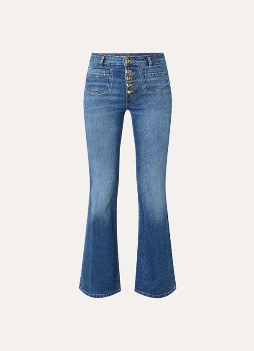 Fifth House Lexy high waist flared fit jeans met medium wassing - voorkant 3 indigo