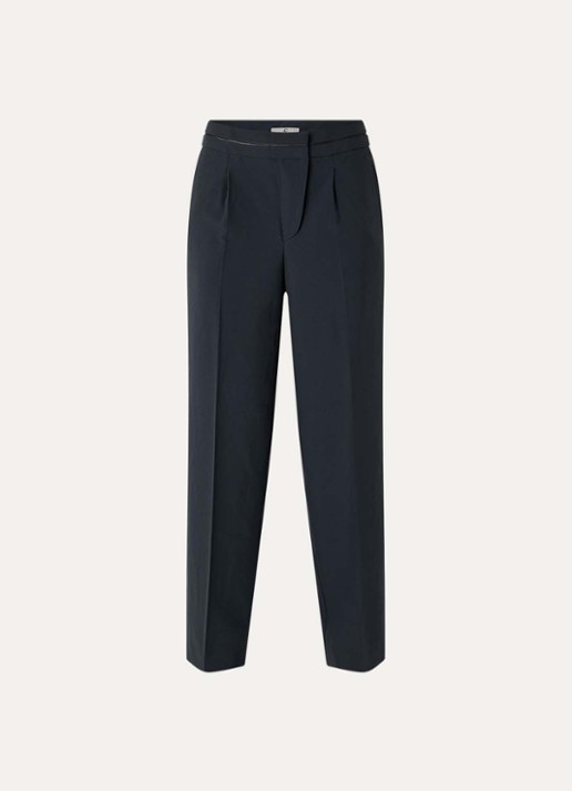 Fifth House Lizzy high waist tapered fit pantalon met persplooi - voorkant 2 petrol