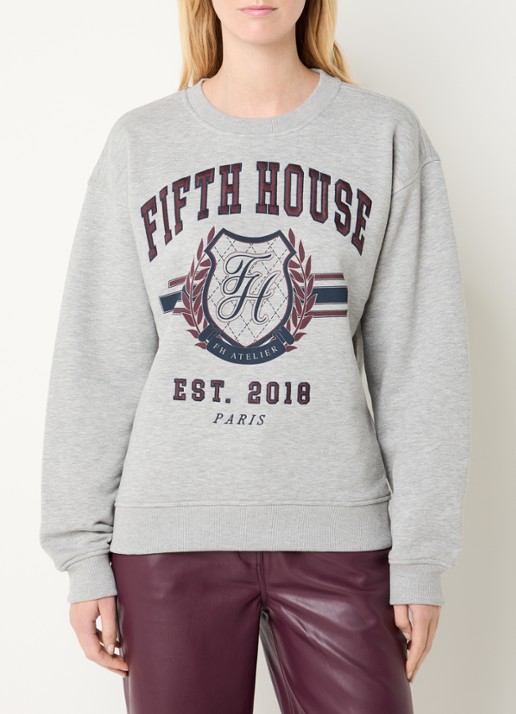 Fifth House Logan sweater met logoprint en gemêleerd dessin