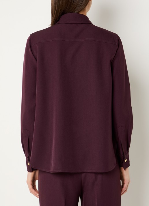 Fifth House Lonni blouse met borstzakken en logoborduring - achterkant aubergine