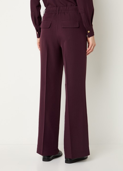 Fifth House Lonni high waist tapered fit pantalon met steekzakken - achterkant 3 aubergine