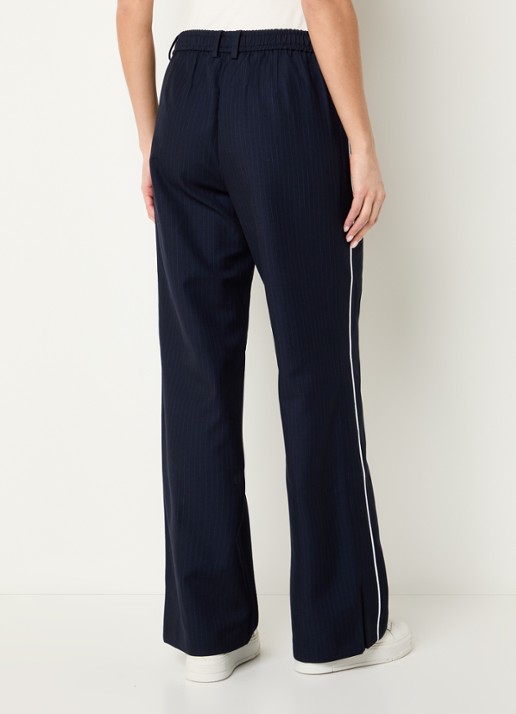 Fifth House Lory high waist loose fit pantalon met krijtstreep - achterkant donkerblauw