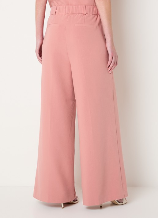 Fifth House Mabelle high waist wide fit pantalon met steekzakken - achterkant 4 roze