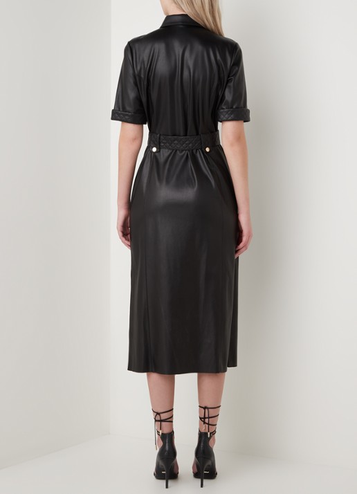 Fifth House Mac midi blousejurk van imitatieleer - achterkant 2 zwart