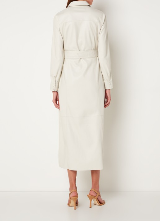 Fifth House Mallory maxi blousejurk van imitatieleer - achterkant 4 creme