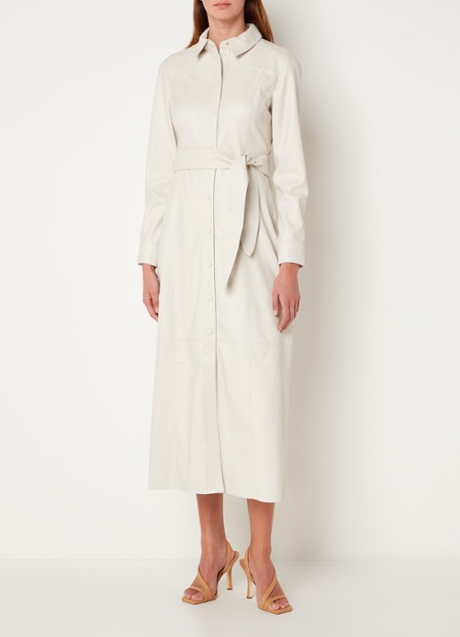 Fifth House Mallory maxi blousejurk van imitatieleer - detail 3 creme