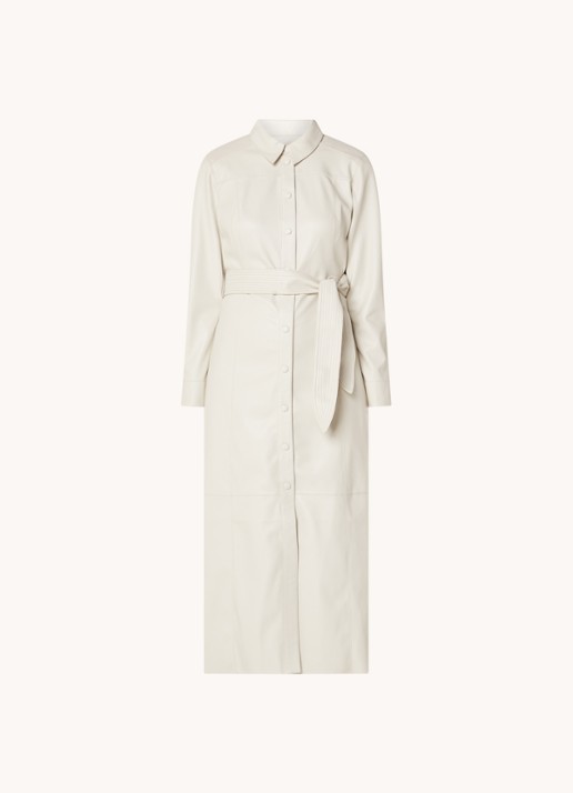 Fifth House Mallory maxi blousejurk van imitatieleer - voorkant creme