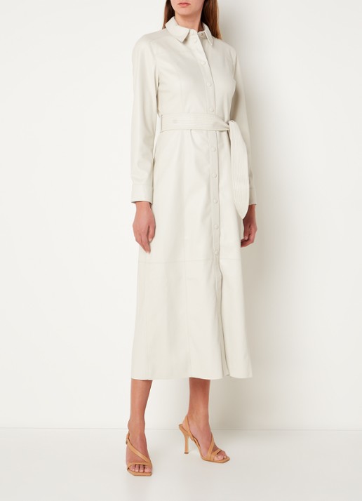 Fifth House Mallory maxi blousejurk van imitatieleer - voorkant 2 creme